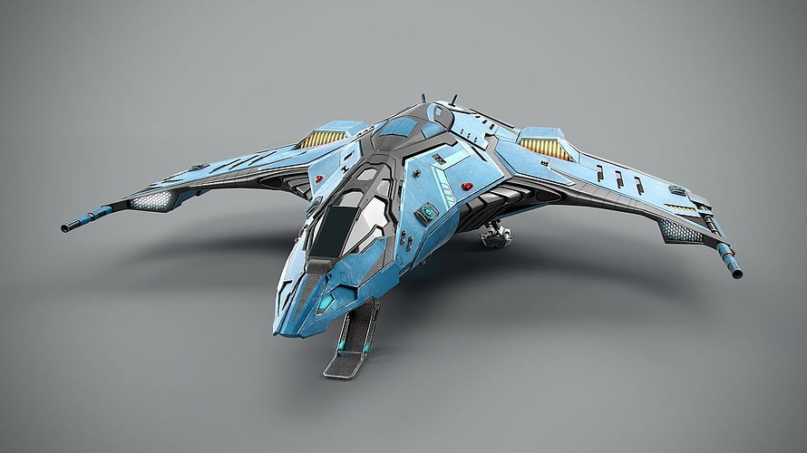 Eagle Mark II Spaceship from Elite Dangerous in Blue and Grey Concept Art HD wallpaper