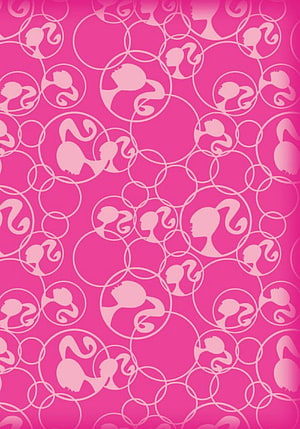 Barbie Silhouette Pattern on Vibrant Pink Background with Overlapping Circles HD phone wallpaper