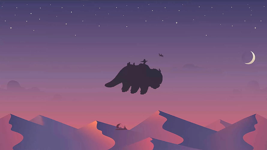 Avatar The Last Airbender Appa Flying Silhouette at Dusk HD wallpaper