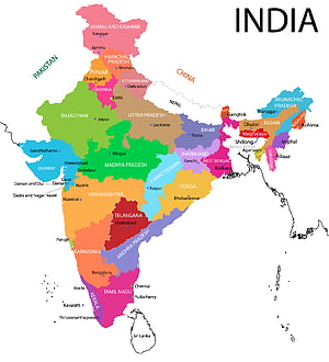 Colorful Political Map of India Showing All States and Major Cities HD phone wallpaper