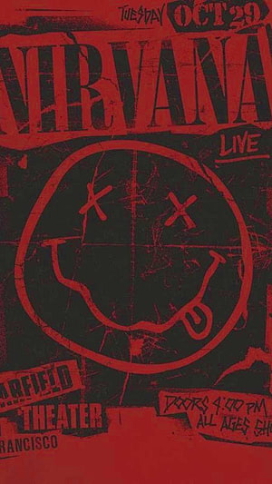 Nirvana Grunge Concert Poster with Distressed Red and Black Aesthetic HD phone wallpaper