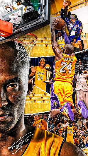 Kobe Bryant Lakers Mamba Mentality Basketball Tribute Collage HD phone wallpaper