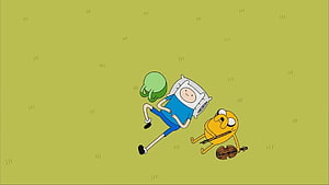 Adventure Time Finn and Jake Lying in Grass with Cello HD wallpaper