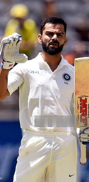 Virat Kohli in Indian Test Cricket Whites Holding MRF Bat HD phone wallpaper