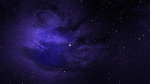 Deep Space Nebula in Blue and Purple with Scattered Stars and Cosmic Dust HD wallpaper