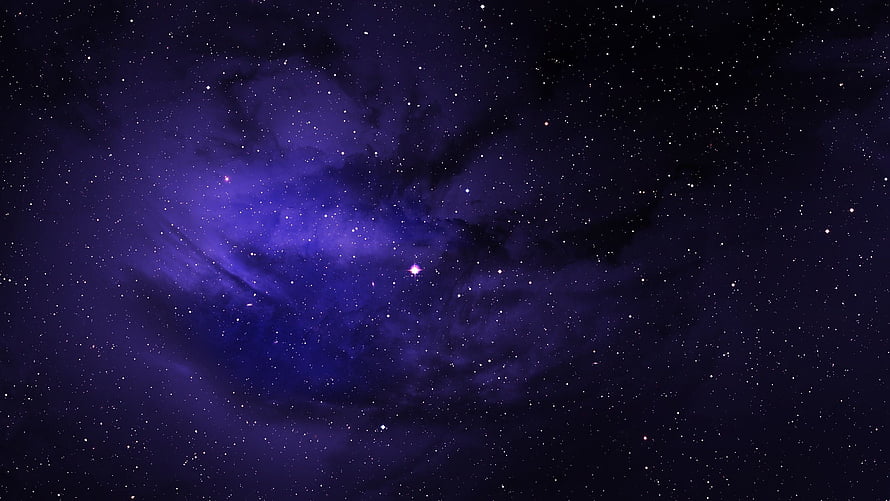 Deep Space Nebula in Blue and Purple with Scattered Stars and Cosmic Dust HD wallpaper