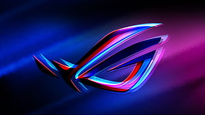 Asus ROG Logo with Neon Blue and Purple Glow on Dark Background HD wallpaper