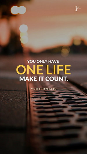 Inspirational Life Quote on Sunset Road with Metal Grate and Bokeh Lights HD phone wallpaper