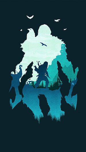 Assassin's Creed Valhalla Minimalist Viking Warrior Double Exposure Artwork HD phone wallpaper
