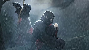 Itachi and Kisame in the Rain from Naruto Anime HD wallpaper