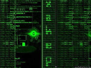 Green Terminal Code and Binary Data on Dark Background HD wallpaper