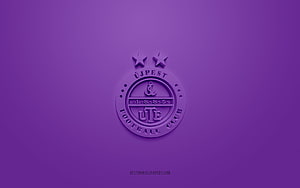 Ujpest Football Club 3D Emblem on Purple Background HD wallpaper