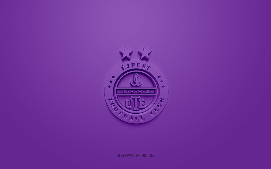 Ujpest Football Club 3D Emblem on Purple Background HD wallpaper
