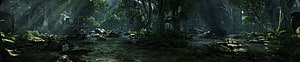 Abandoned Jungle Ruins with Overgrown Forest and Mysterious Atmosphere HD wallpaper