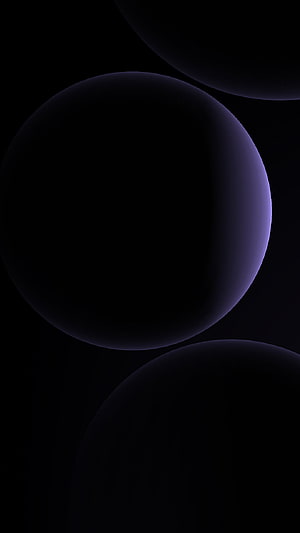 Dark Minimalist Abstract Wallpaper with Purple Glowing Spheres on Black Background HD phone wallpaper