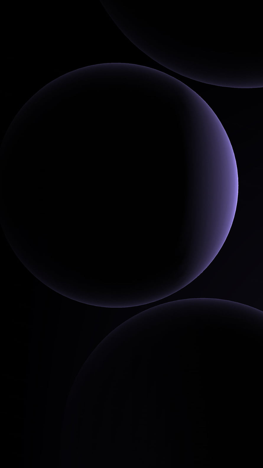 Dark Minimalist Abstract Wallpaper with Purple Glowing Spheres on Black Background HD phone wallpaper