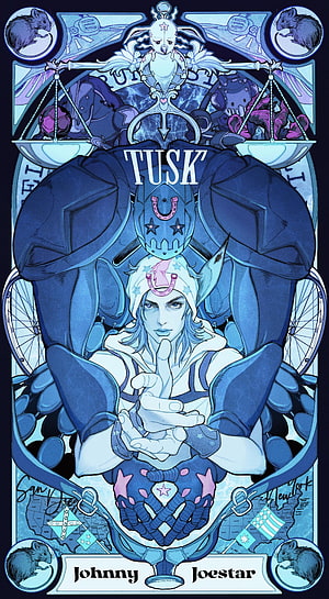 Johnny Joestar and Tusk III Stained Glass Artwork from JoJo's Bizarre Adventure Steel Ball Run HD phone wallpaper