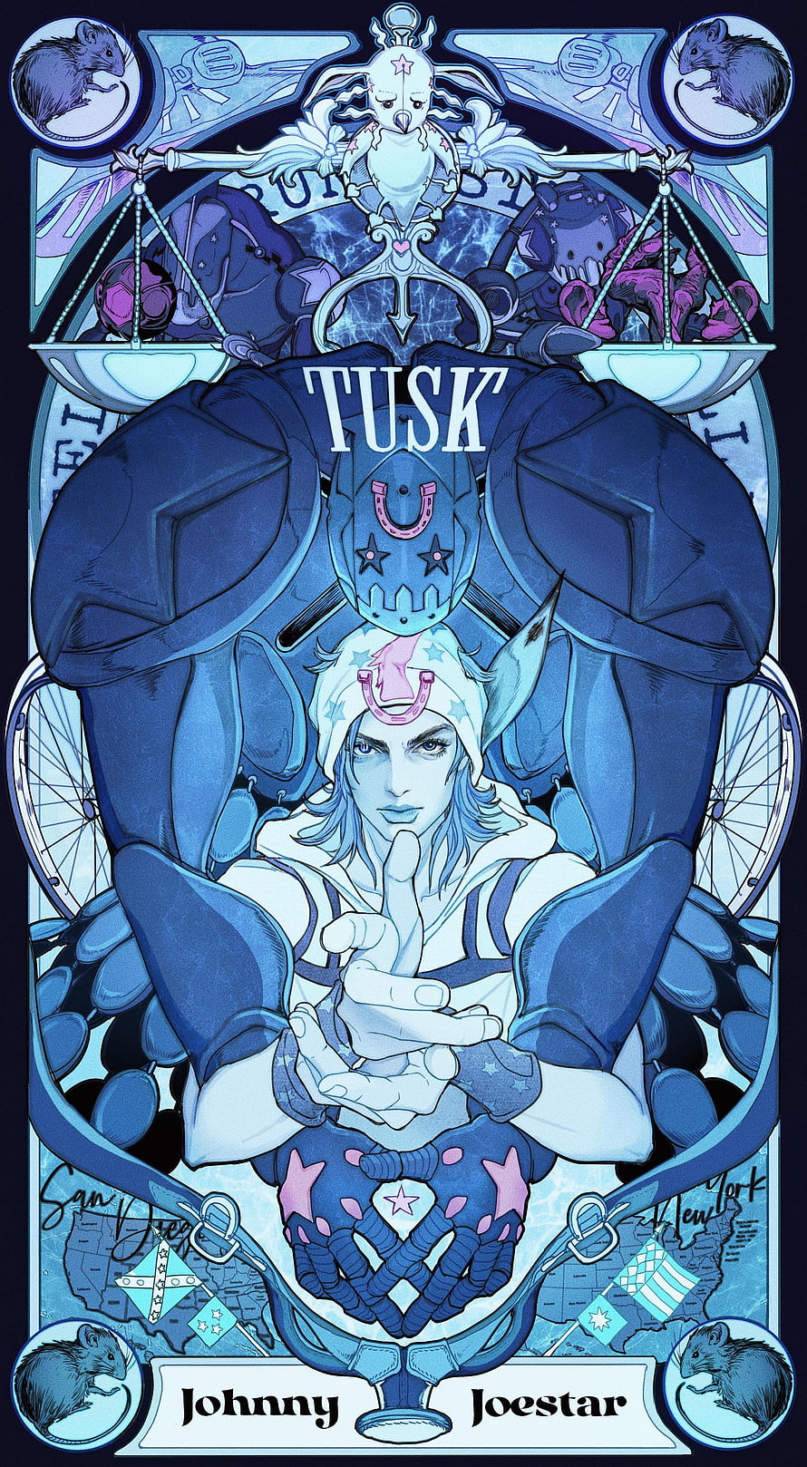 Johnny Joestar and Tusk III Stained Glass Artwork from JoJo's Bizarre Adventure Steel Ball Run HD phone wallpaper