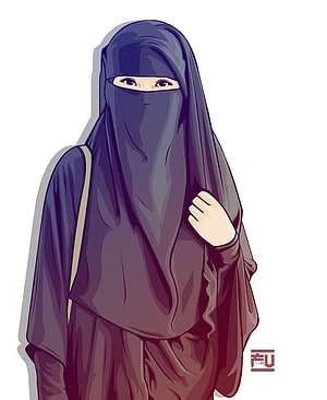 Digital Illustration of a Woman Wearing a Dark Purple Niqab and Abaya, Hijab Vector Niqab ahmadfu22. Islamic girl, Hijab cartoon, Muslim, Cute Niqab HD phone wallpaper