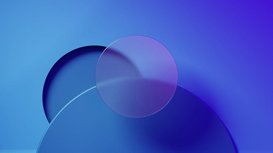 Abstract Blue Geometric Circles with Frosted Glass Effect and Soft Gradient Background HD wallpaper