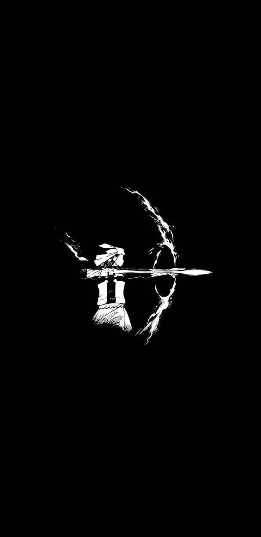Fire Force Anime Character Aiming Bow and Arrow in High Contrast Black and White Illustration HD phone wallpaper