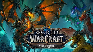 World of Warcraft Dragonflight Key Art Featuring the Five Aspect Dragons HD wallpaper