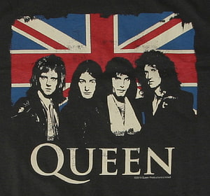 Queen Band Members Illustrated Against Union Jack Flag Design HD wallpaper