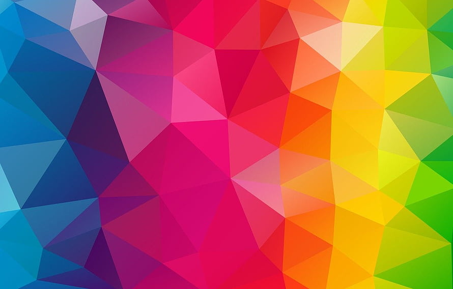 Vibrant Rainbow Geometric Polygon Abstract Background with Triangular Facets HD wallpaper
