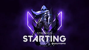 Animated Stream Starting Soon Screen with Hooded Character and Purple Neon Glow HD wallpaper