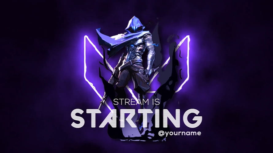 Animated Stream Starting Soon Screen with Hooded Character and Purple Neon Glow HD wallpaper
