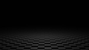Minimalist Dark Checkerboard Floor with Deep Black Gradient Sky HD wallpaper