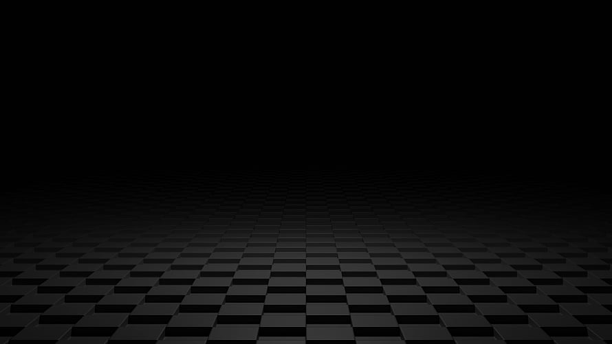 Minimalist Dark Checkerboard Floor with Deep Black Gradient Sky HD wallpaper