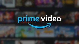 Amazon Prime Video Streaming Service Logo Over Blurred Movie Poster Background HD wallpaper