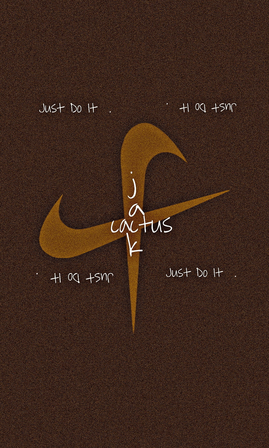 Nike Cactus Jack Travis Scott Swoosh Logo on Dark Brown Textured Background HD phone wallpaper