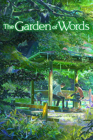 The Garden of Words Anime Poster Featuring Couple in Rainy Park Pavilion HD phone wallpaper