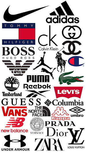 Collection of Famous Fashion and Sportswear Brand Logos on White Background HD phone wallpaper