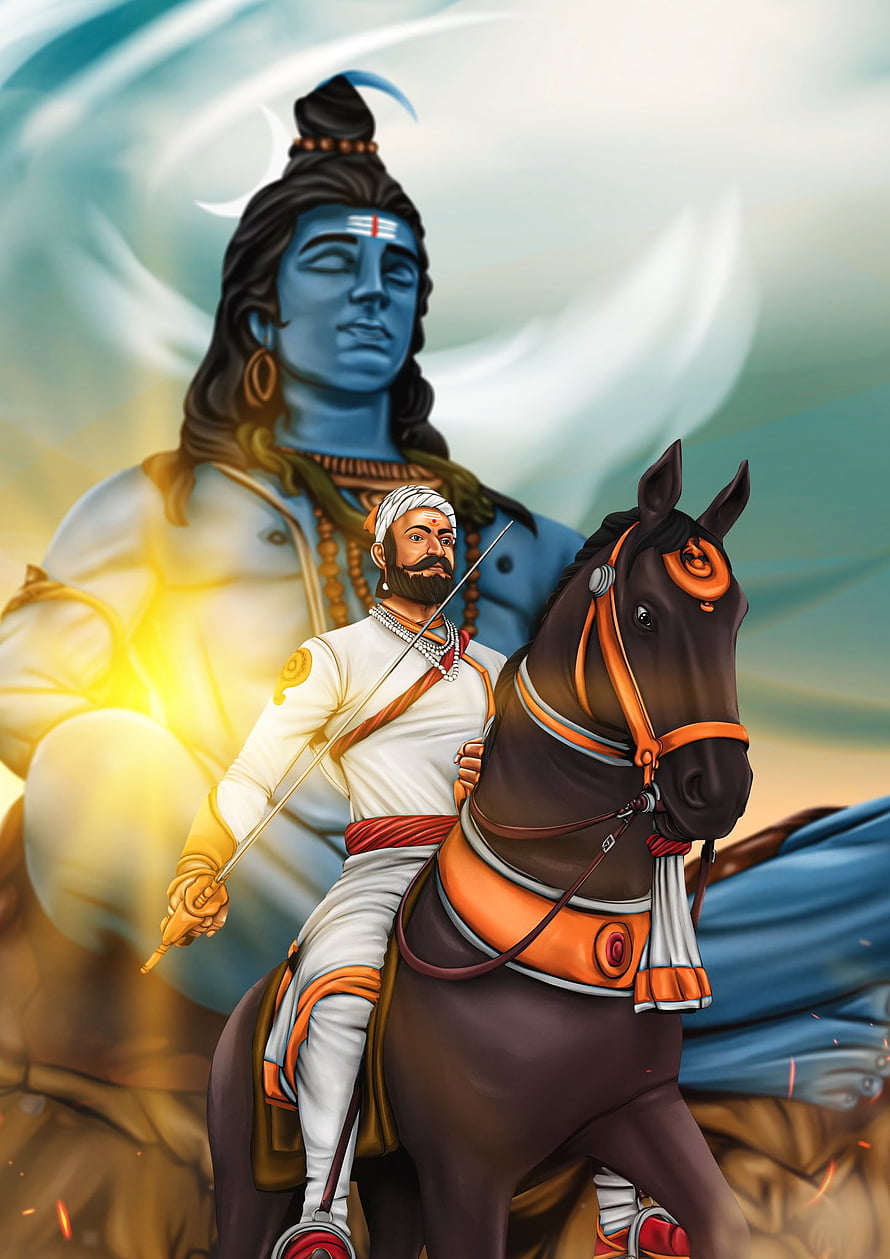 Maharaja on Horseback with Lord Shiva in Background HD phone wallpaper