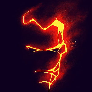 Iron Man Glowing Neon Face Profile Abstract Digital Art Wallpaper HD phone wallpaper