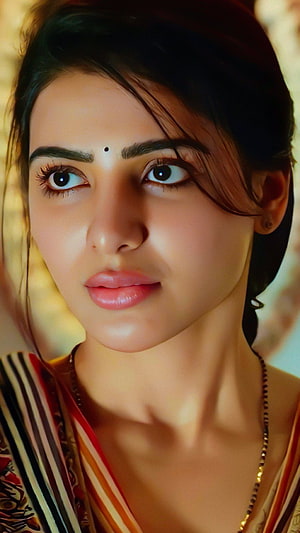 Samantha Akkineni Portrait in Traditional Saree with Warm Golden Lighting HD phone wallpaper