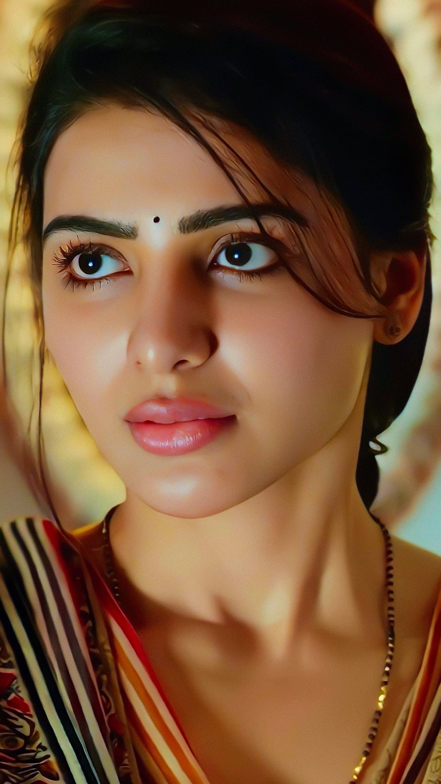 Samantha Akkineni Portrait in Traditional Saree with Warm Golden Lighting HD phone wallpaper
