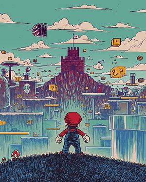 Super Mario Bros: Level Headed Artwork by Barry Blankenship HD phone wallpaper