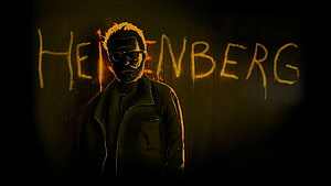Heisenberg Breaking Bad Character Portrait with Graffiti Wall and Dark Atmosphere HD wallpaper