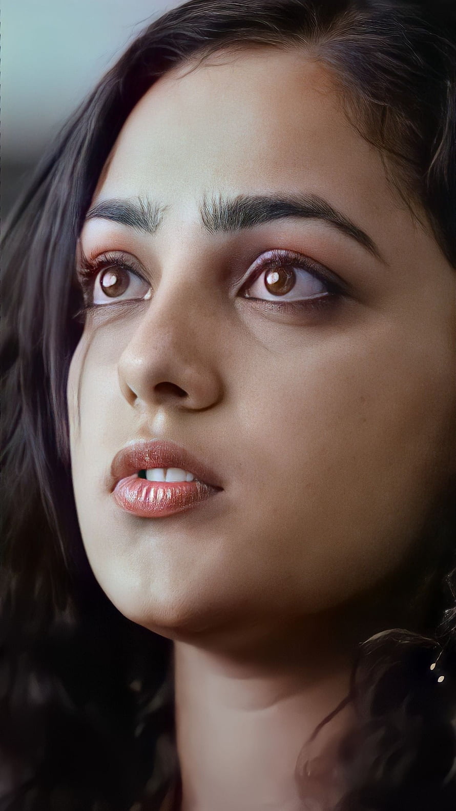Nitya Menon Close-Up Portrait With Soft Lighting And Expressive Gaze HD phone wallpaper