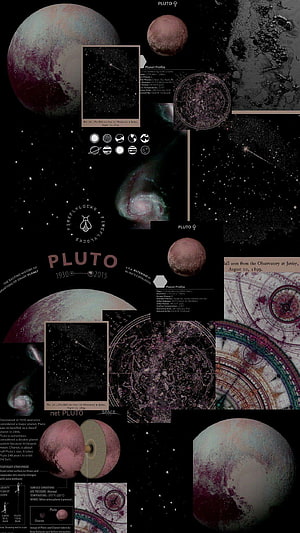 Pluto Dwarfs Planet Infographic with Celestial Maps and Space Data HD phone wallpaper