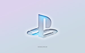PlayStation 3D Logo with Soft Blue Glow on Minimalist Gradient Background HD wallpaper