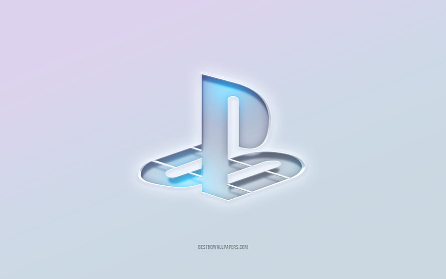 PlayStation 3D Logo with Soft Blue Glow on Minimalist Gradient Background HD wallpaper