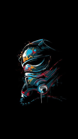 Star Wars Stormtrooper Helmet in Vibrant Neon Paint Splatter Style on Black Background HD phone wallpaper