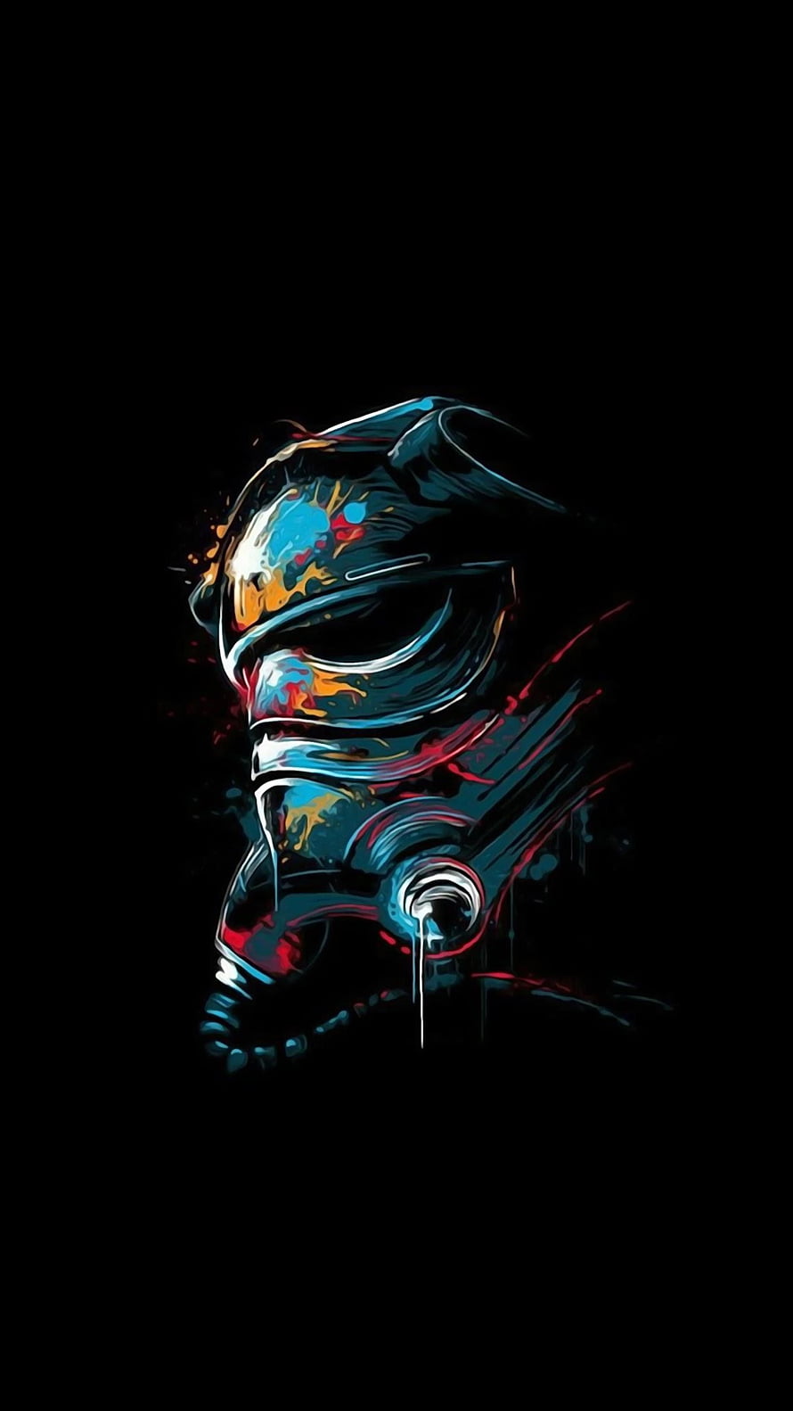Star Wars Stormtrooper Helmet in Vibrant Neon Paint Splatter Style on Black Background HD phone wallpaper