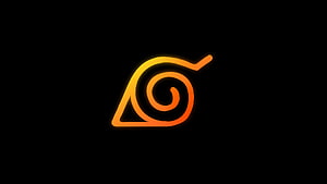 Naruto Leaf Village Symbol Glowing Neon Orange on Black Background HD wallpaper