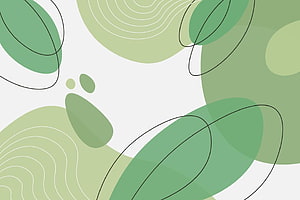 Minimalist Green Organic Shapes with Hand-Drawn Line Art and Topographic Contours HD wallpaper